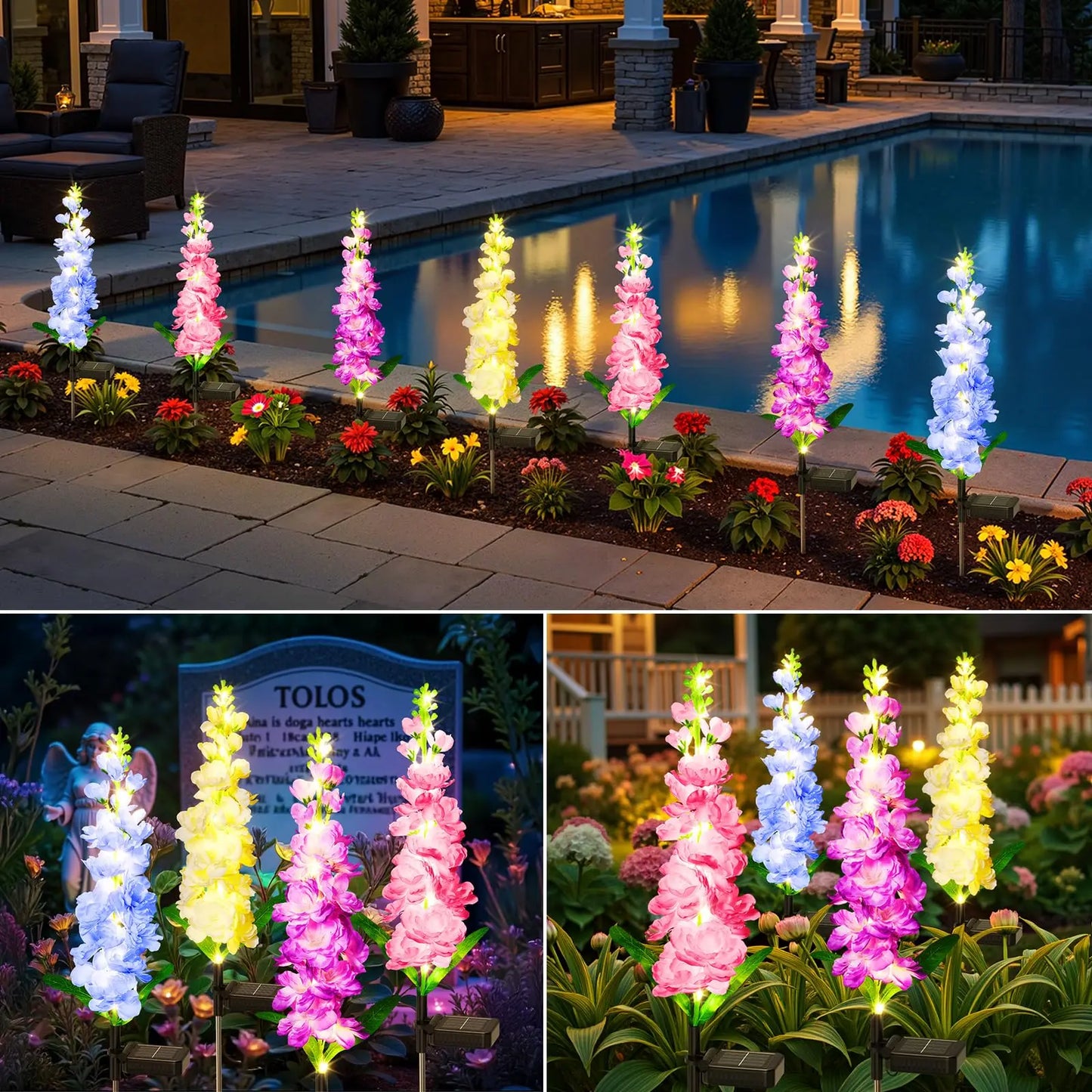 Solar Garden Lights, upgraded waterproof solar flower light, used for party garden decoration, Yard patio lawn decoration