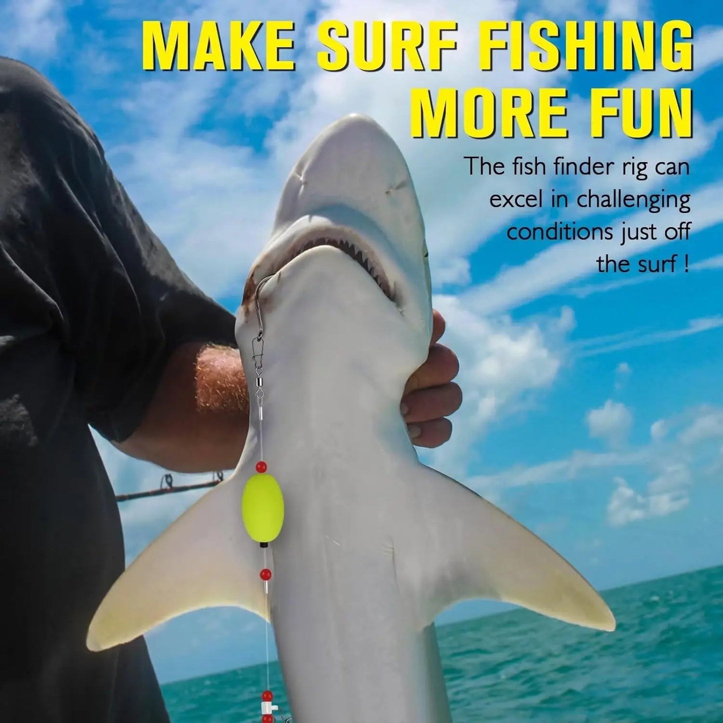 Dovesun Fish Finder Rig with Float 20.5" Surf Fishing Rigs 90LB Surf Fishing Tackle for Shark Bluefish Stripers 6PCS 5/0 8/0