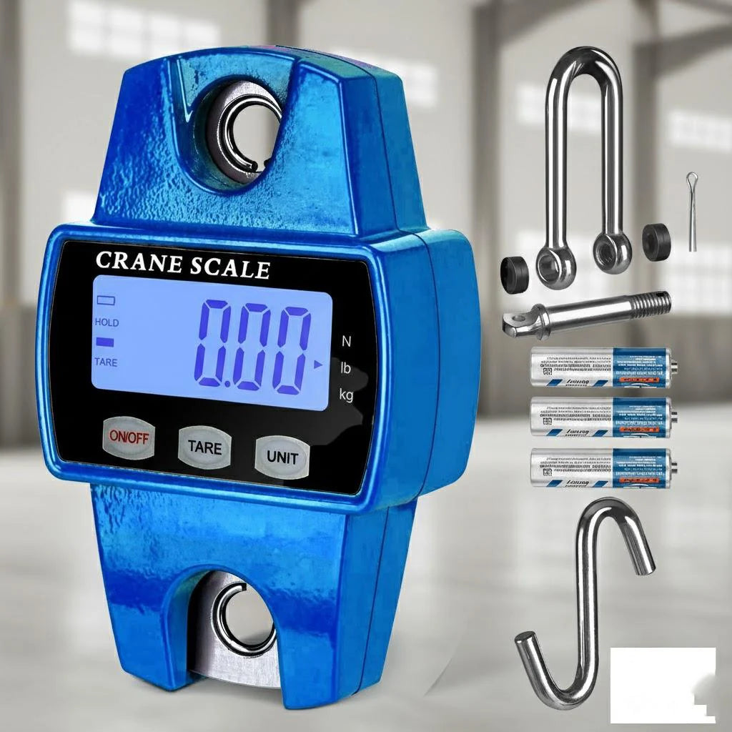 660lb Digital Hanging Scale with Cast Aluminum Case Handheld 300Kg Mini Crane Scale with Hooks for Farm Hunting Fishing Outdoor