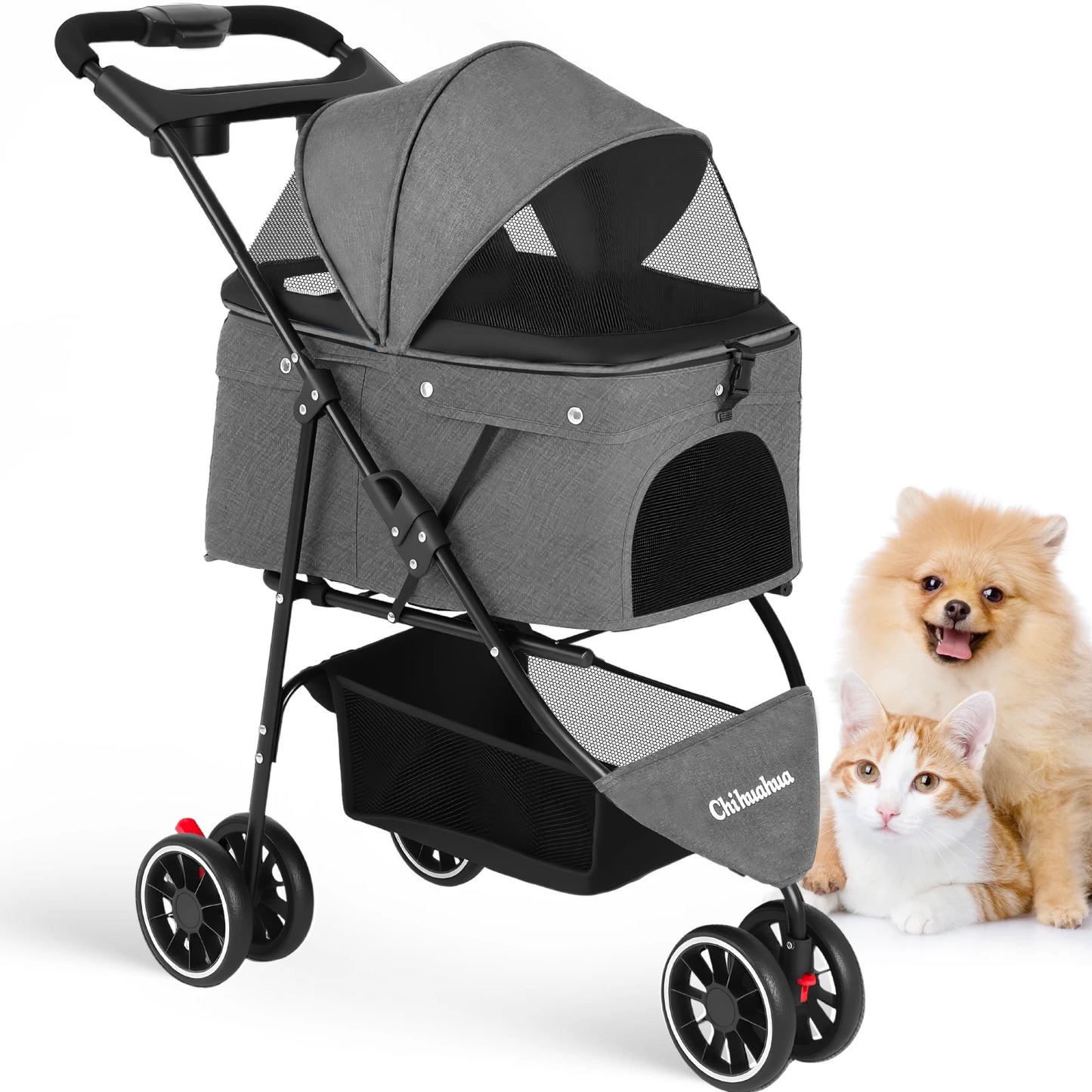Pet Stroller For Small Puppy Dogs & Cats Travel Portable Dog Stroller Foldable Dog Cat Carrier Strolling