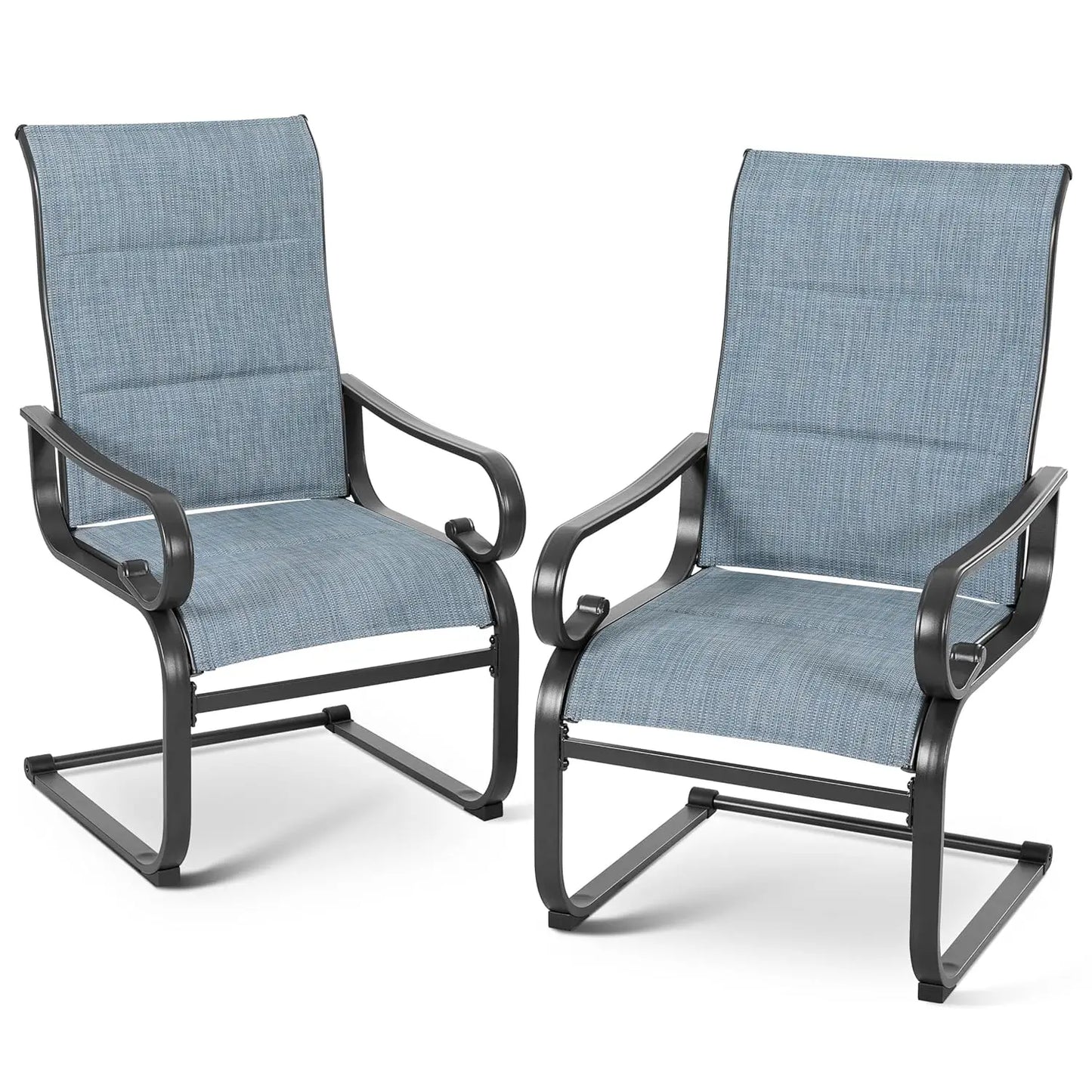 Patio Dining Chairs Set of 2, All Weather Outdoor Padded Textilene Patio Chairs, Breathable Spring Motion Textile, Customized