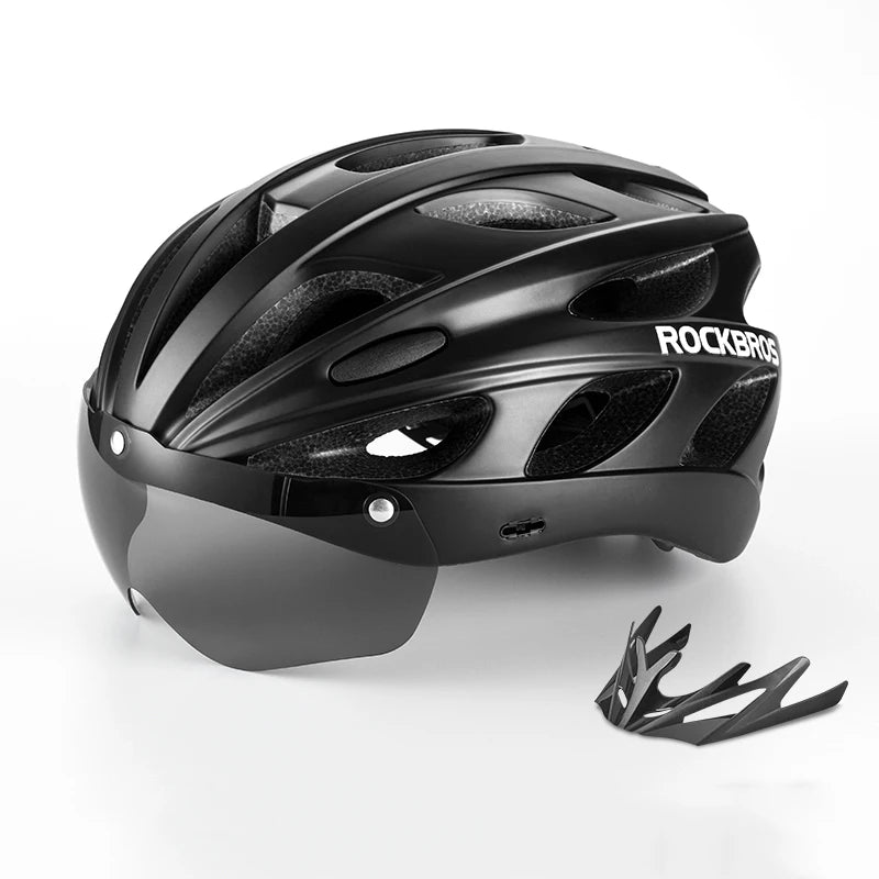 ROCKBROS Cycling Helmet High Strength Lightweight Breathable Helmet With Goggles Safety Head Protection Men MTB Road Bike Helmet