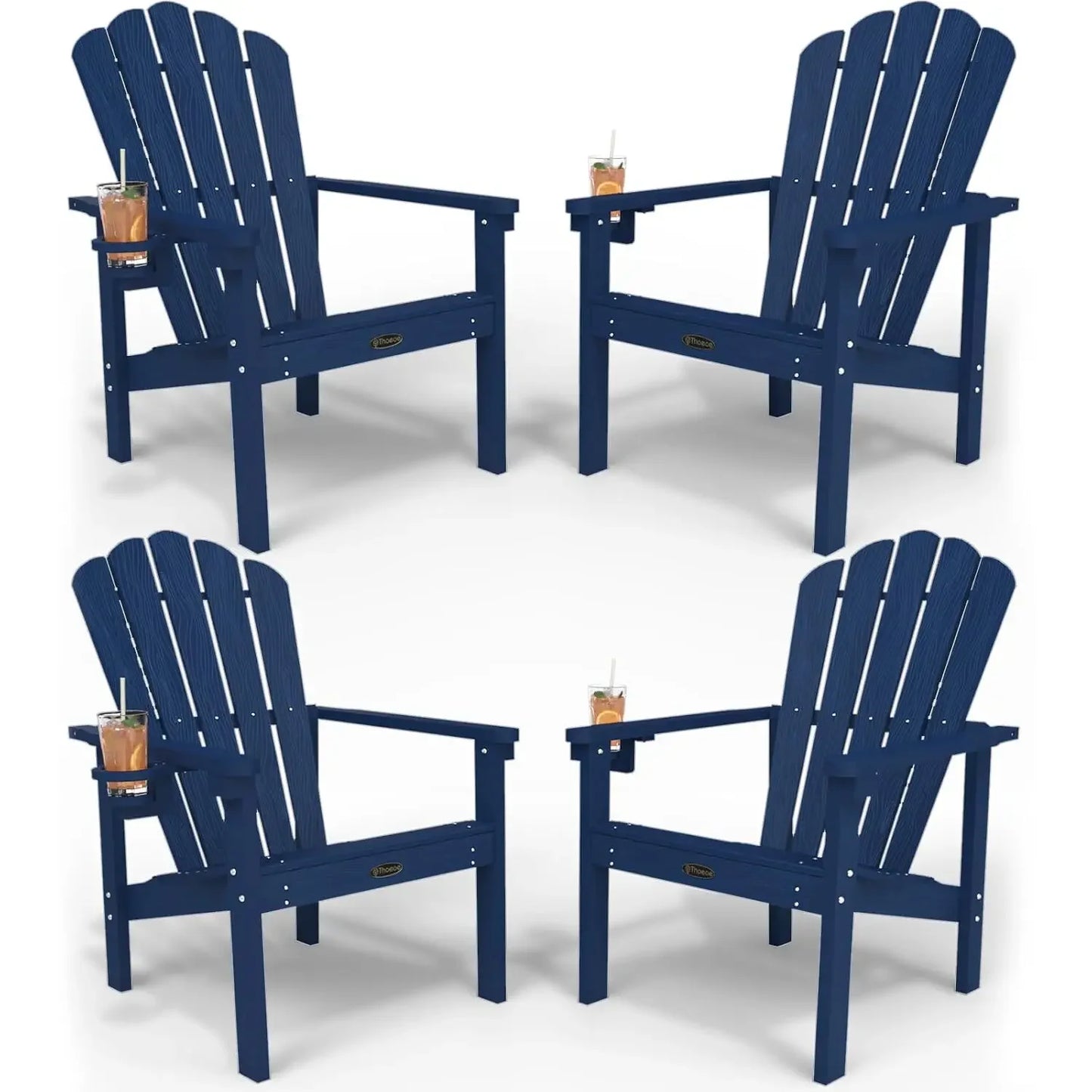Stackable Adirondack Chair Set of 4, HDPE All-Weather Adirondack Chairs - Durable and Space Saving, Plastic Outdoor, Customized