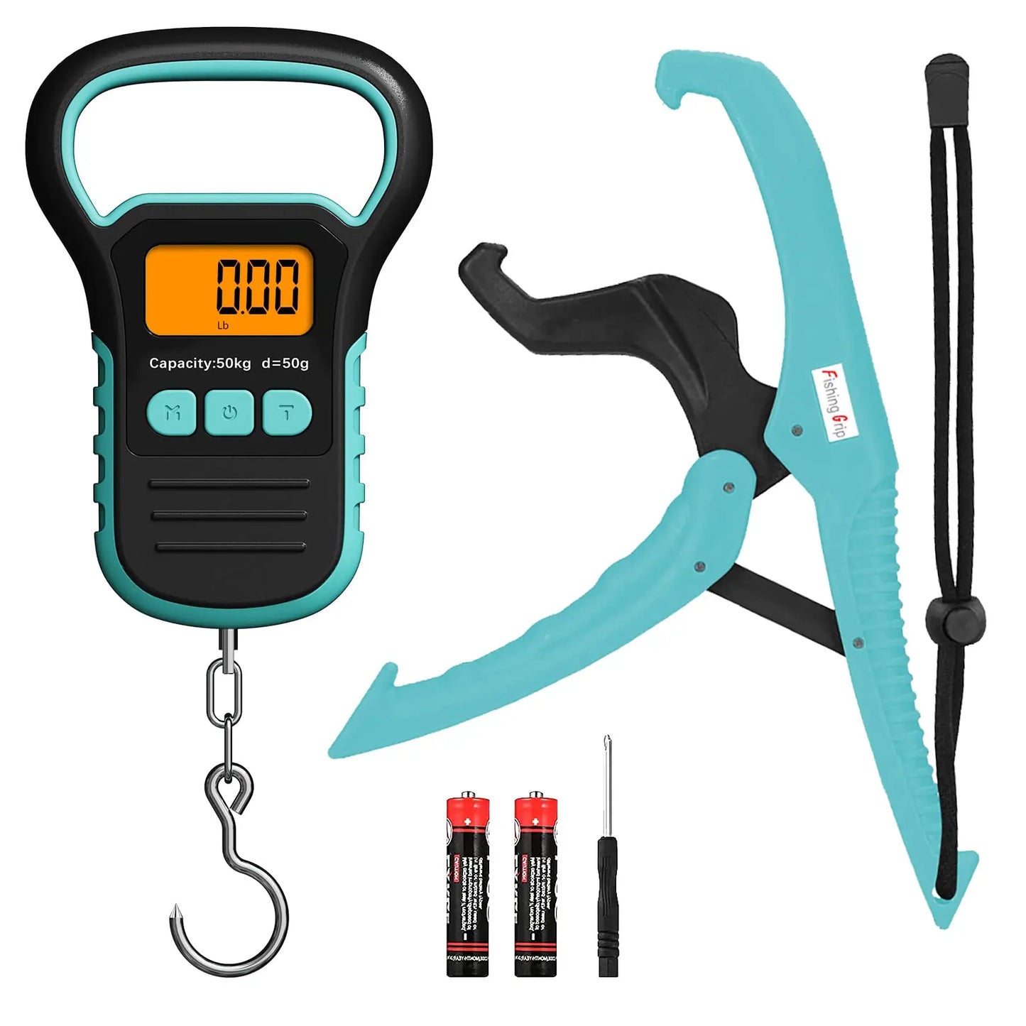 Digital Fish Weight Luggage Scale with Fish Lip Clip, Backlit LCD Display 110lb/50kg Electronic Balance Digital Fishing Rod Hook