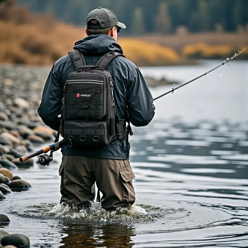 Lure bag multi-functional backpack large capacity wear-resistant waterproof hanging position rich outdoor equipment fishing bag
