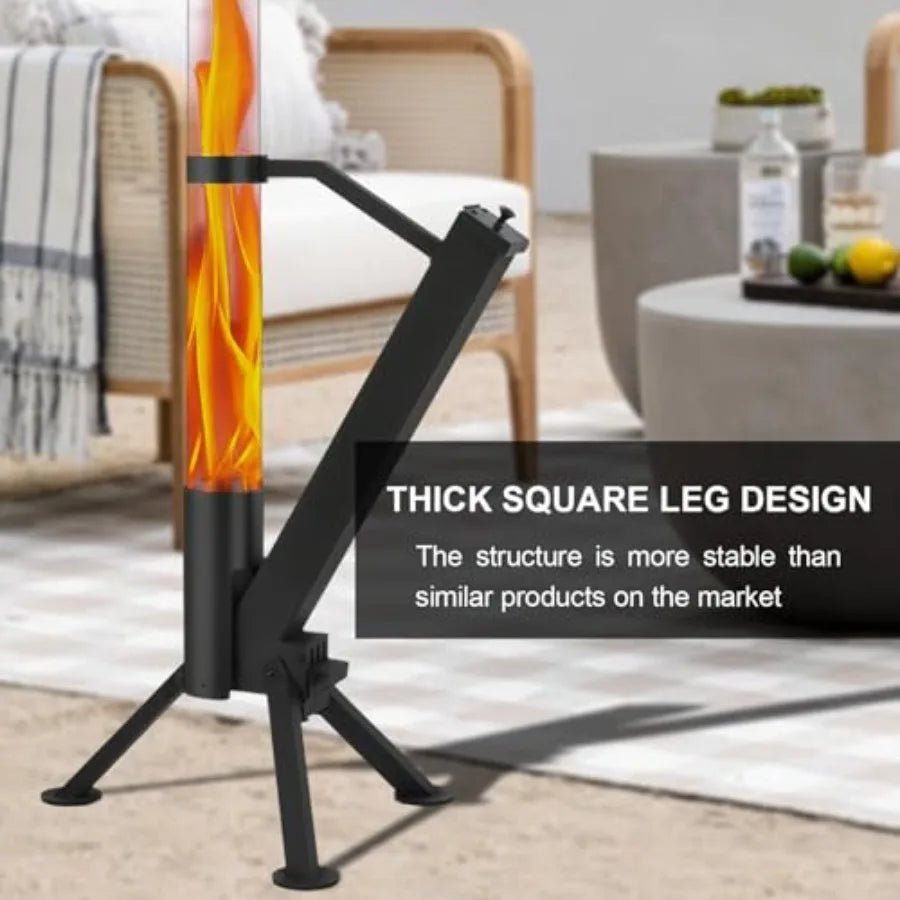 Portable Wood Pellet Fire Pit for Outdoor Backyard Patio Painted Stainless Steel Rocket Stove Matte Black Finish Efficient Heat