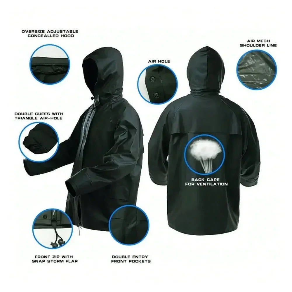 New Thickened Rain Suit For Men Women Waterproof Heavy Duty Rain Gear, Outdoor Work Fishing Jacket Trouser Raincoats For Fishin