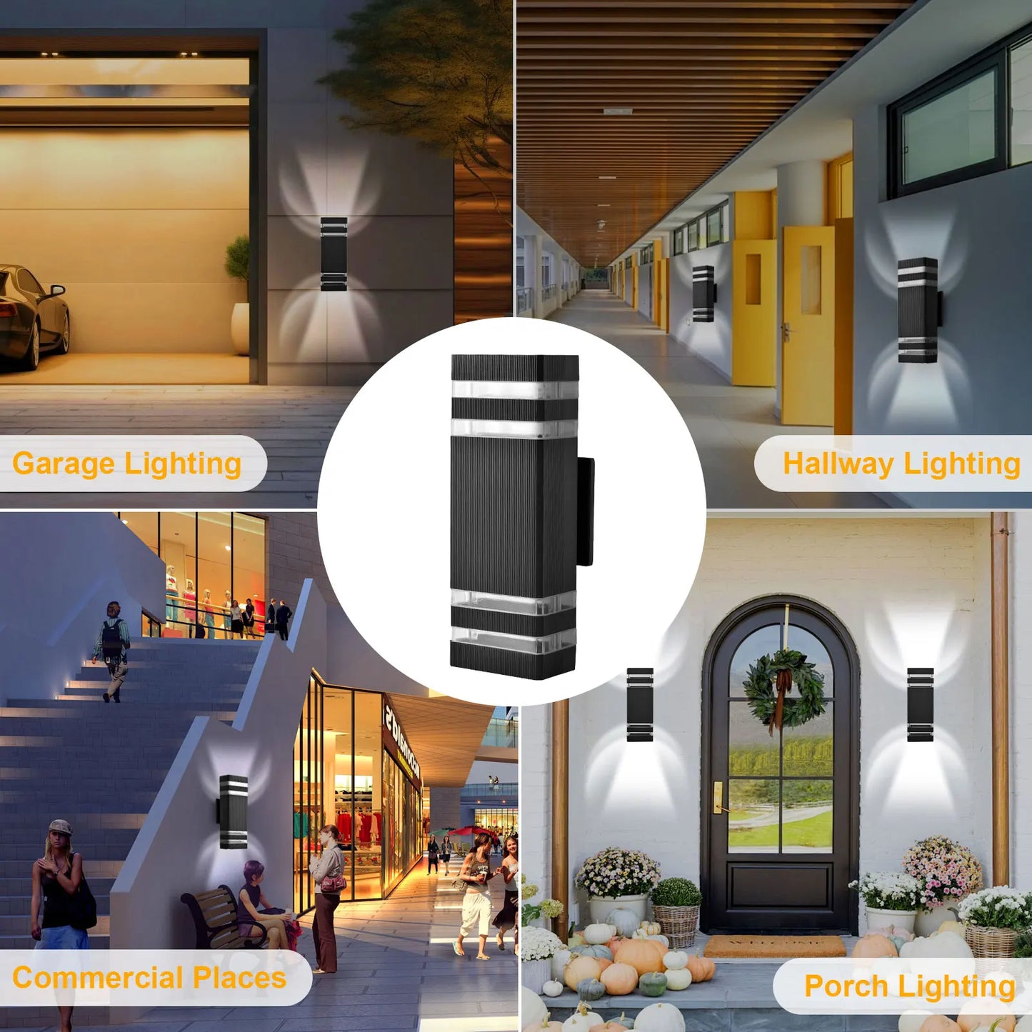 4Pcs LED wall light, wall mounted outdoor light IP65 waterproof exterior wall fixture, used for houses, garages, porches