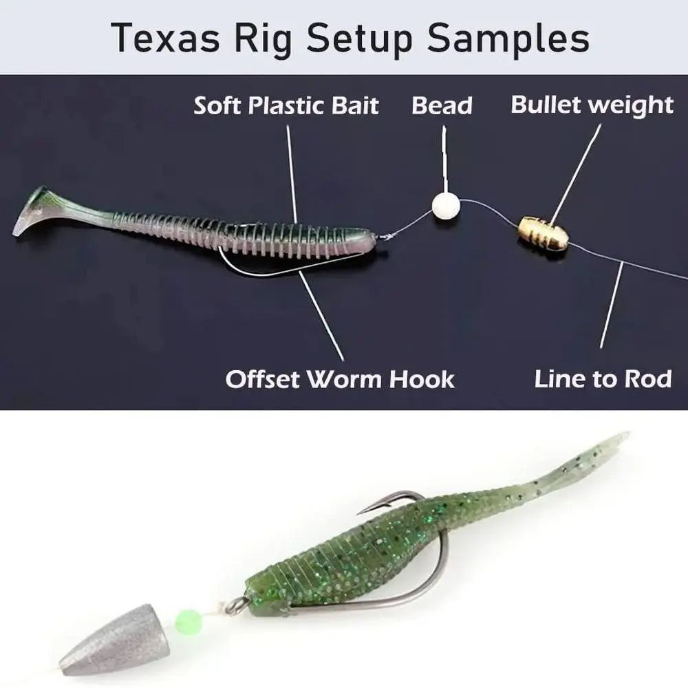 105-Piece Fishing Sinkers and Hooks Set for Worm, Beads, Bullet Weights, and Rigs - Suitable for Bass and Fresh/Saltwater