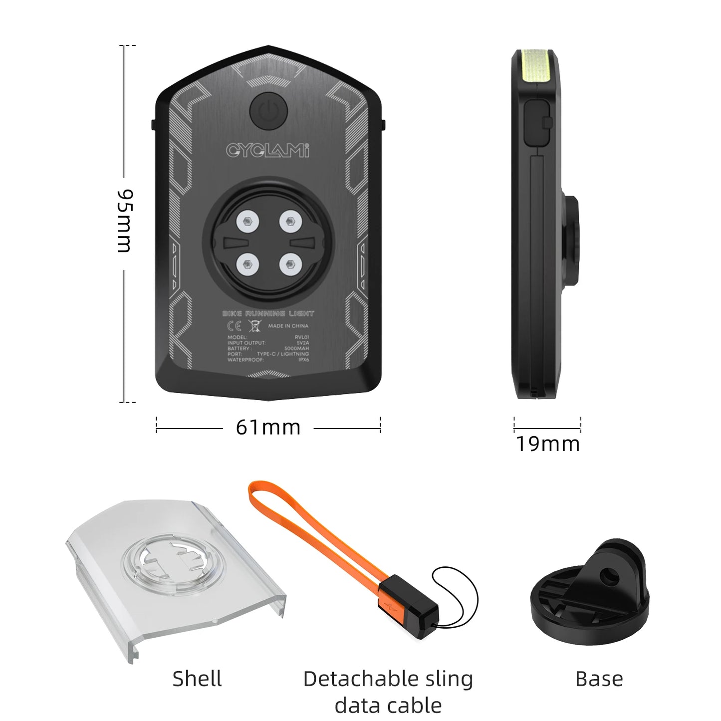 CYCLAMI RVL01 Bicycle Headlight Bike Light Cycling 5000mAh Type-C Charging Front Lamp For Garmin XOSS IGPSPORT COOSPO GEOID