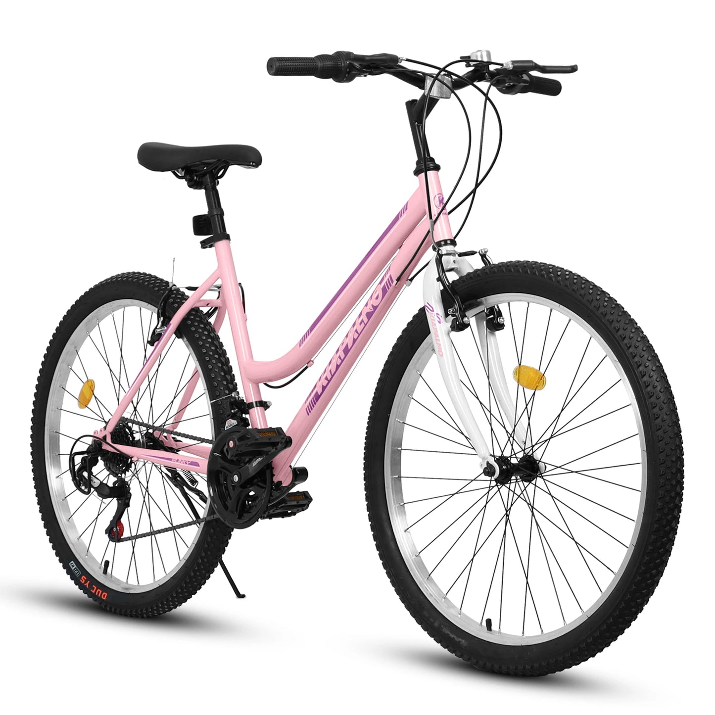 Ecarpat Womens Girls 24 26 Inch Mountain Bike, 21 Speed Outdoor Cycling Bike, Womens' Bicycles V-Brake High Carbon Steel Frame