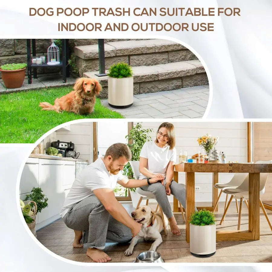 Poop Trash Can Outside 13 L 3. 4 Gal Dog Waste Trash Can with Lid, PlantStyled, DoubleLayer Design, Outdoor Garbage Container fo