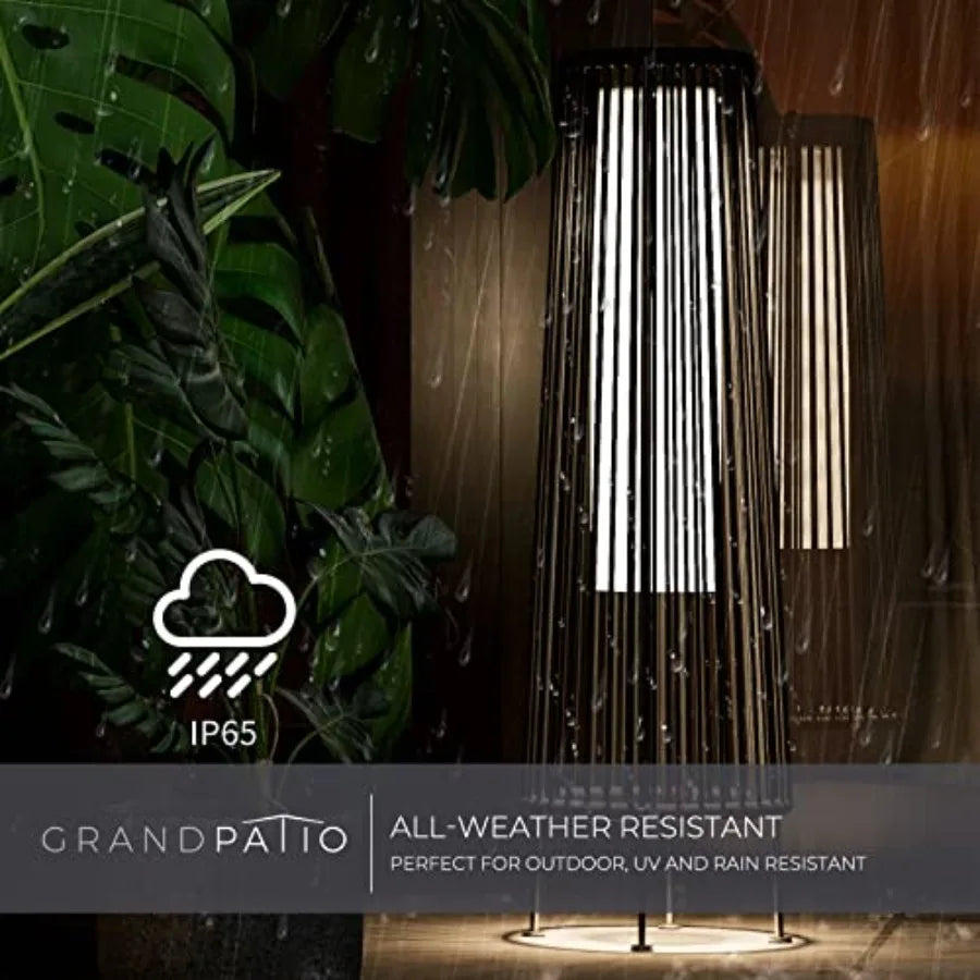 Outdoor Floor Solar Light 2-Pack Wicker Solar Patio Lamp Waterproof Outside Deck Lamp for Porch Yard Garden Lawn Decorations -