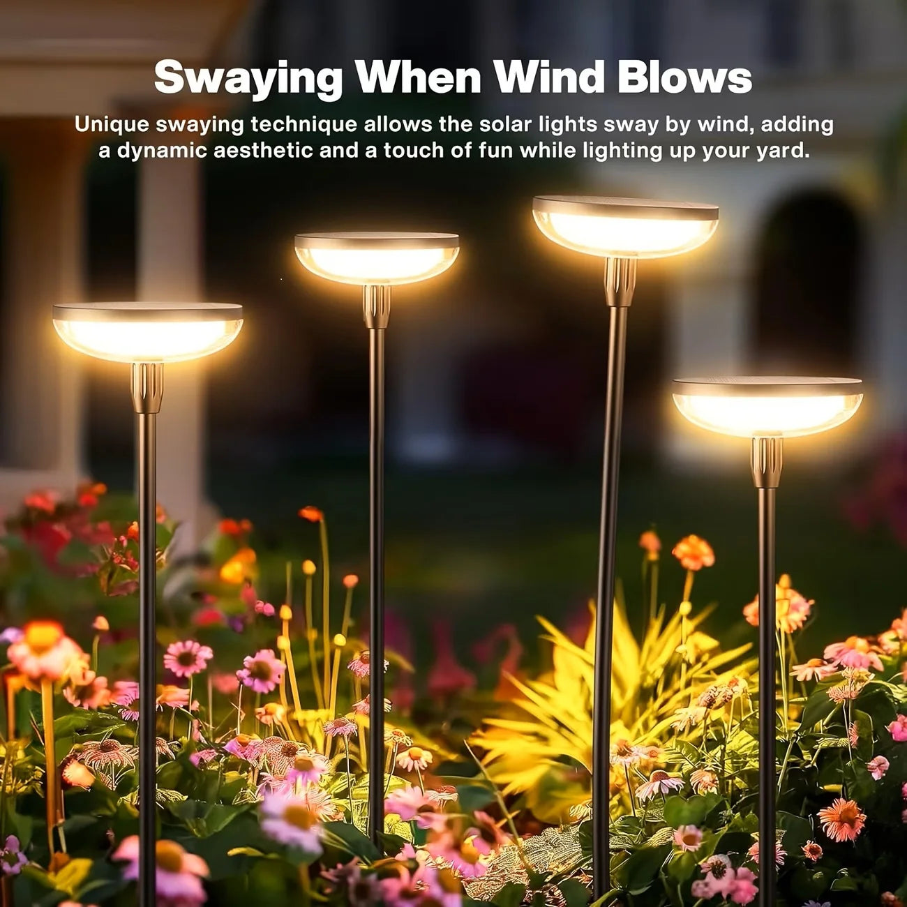 Solar Powered Pathway Lights Outdoor Garden Swaying Light IP65 Waterproof for Planter Flowers Landscape Lighting Decoration Warm