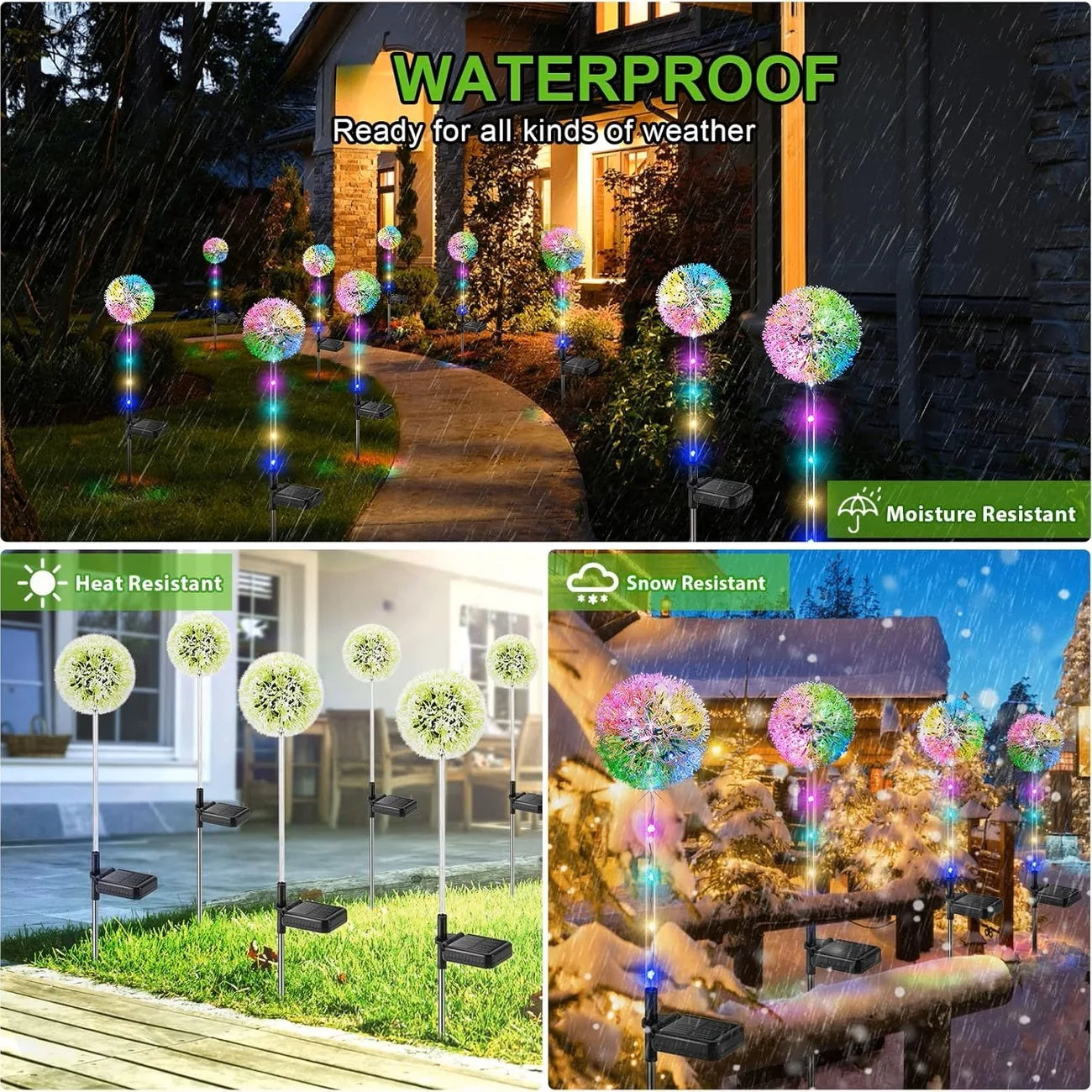 2/4 Pack Solar Garden Lights Outdoor Solar Dandelion Ground Plug-in light Garden Light LED Light Outdoor Solar Flower Light