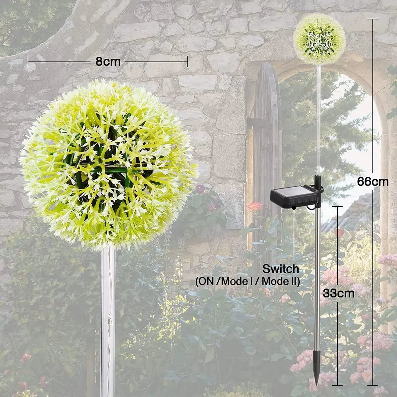 2/4 Pack Solar Garden Lights Outdoor Solar Dandelion Ground Plug-in light Garden Light LED Light Outdoor Solar Flower Light
