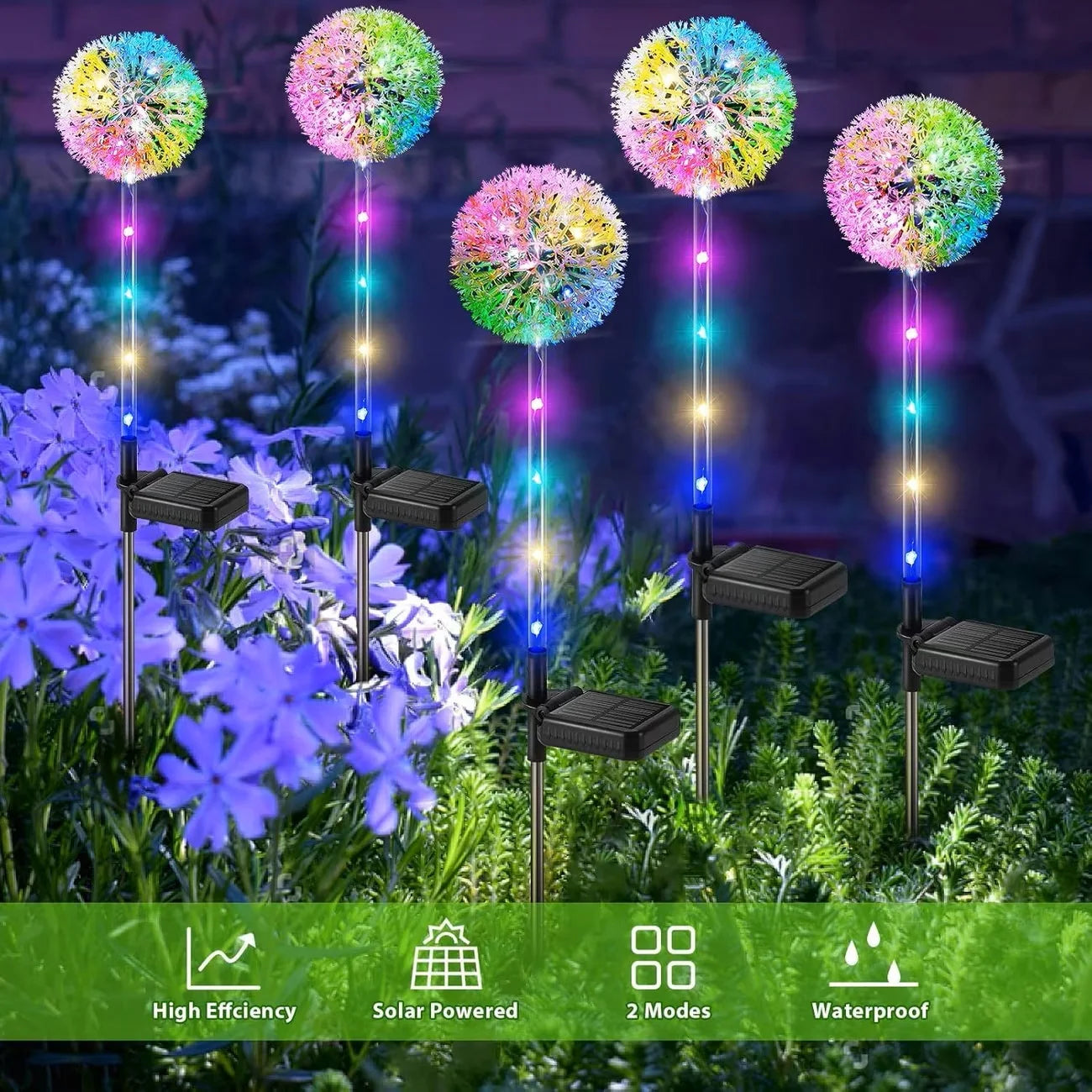2/4 Pack Solar Garden Lights Outdoor Solar Dandelion Ground Plug-in light Garden Light LED Light Outdoor Solar Flower Light