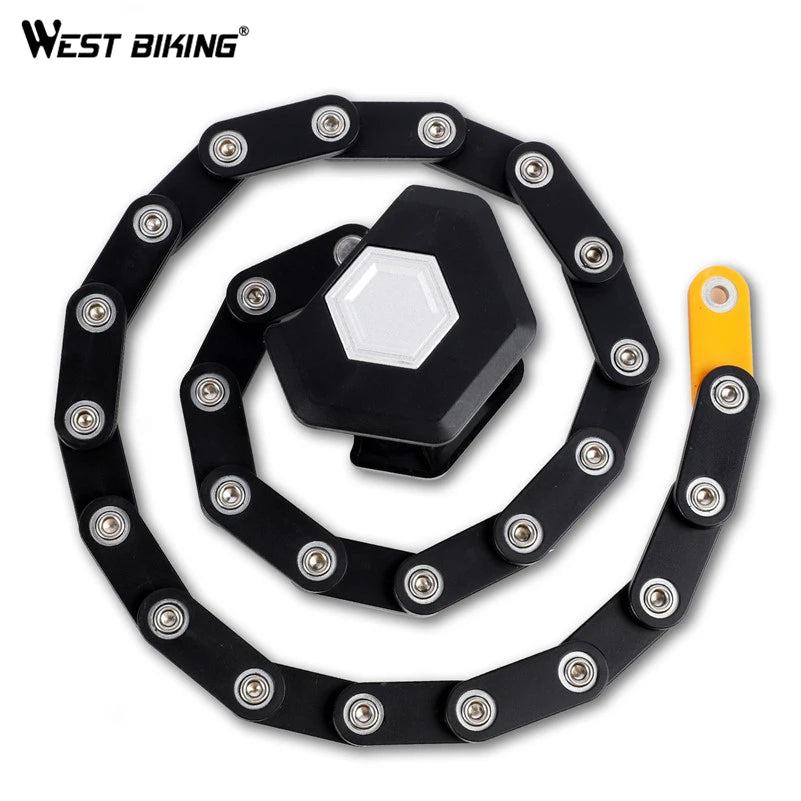 WEST BIKING Foldable Bicycle Lock Alloy Steel Anti-Theft Foldable Hamburg Lock High Security Anti-Theft E-Bike Chain Lock