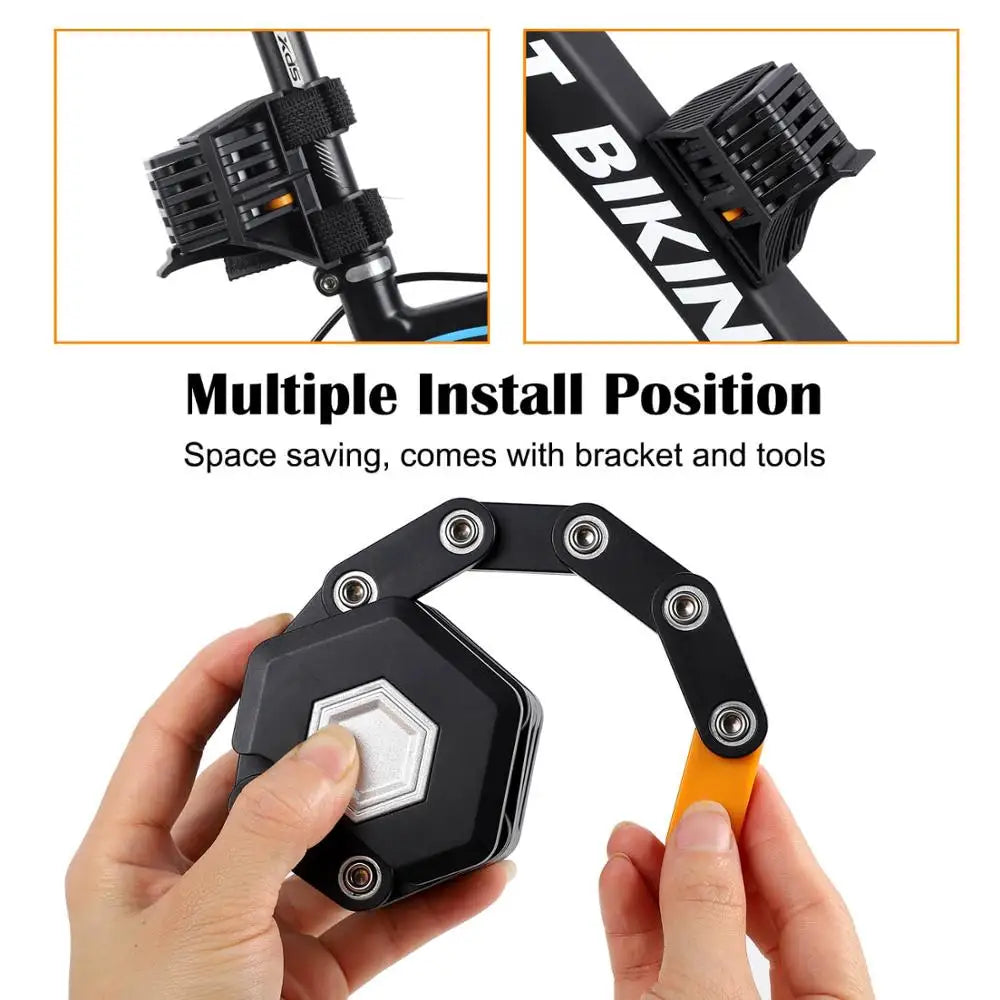 WEST BIKING Foldable Bicycle Lock Alloy Steel Anti-Theft Foldable Hamburg Lock High Security Anti-Theft E-Bike Chain Lock