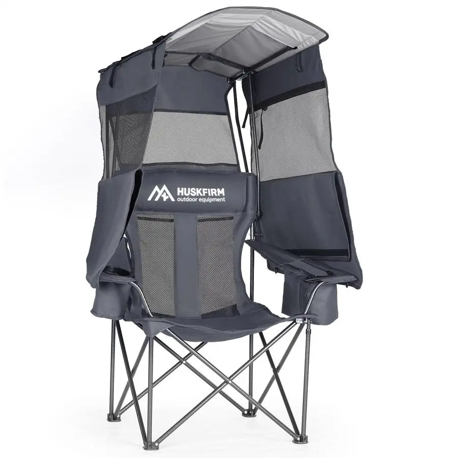 Chair with Canopy Shade Folding Beach Chair with UPF 50 Sun Shade, Cup Holder, Side Pocket, Portable Sports Chair for Adults Su