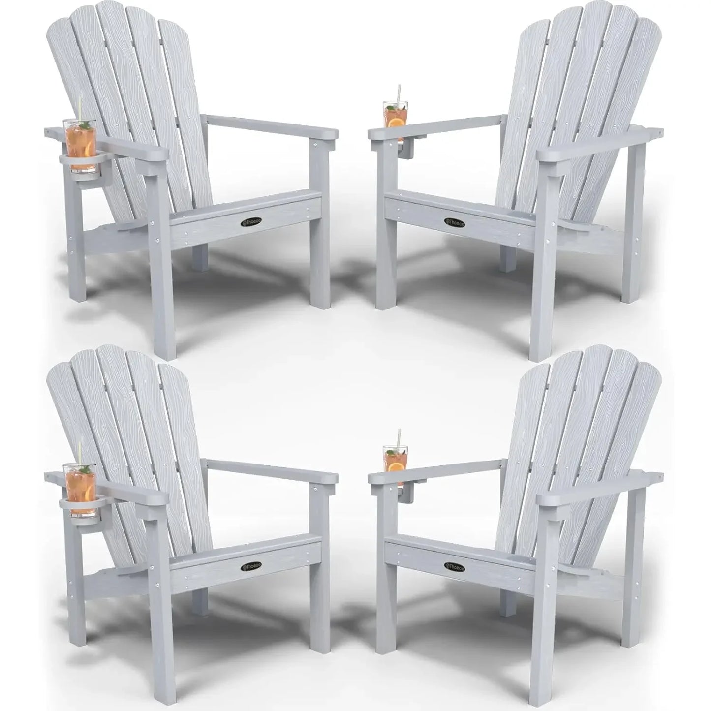 Stackable Adirondack Chair Set of 4, HDPE All-Weather Adirondack Chairs - Durable and Space Saving, Plastic Outdoor, Customized