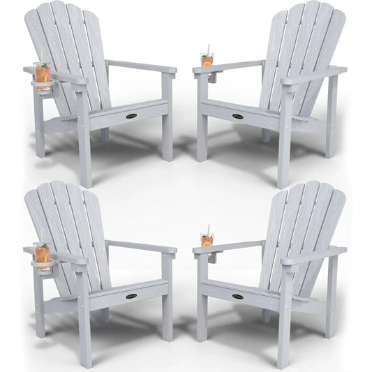 Stackable Adirondack Chair Set of 4, HDPE All-Weather Adirondack Chairs - Durable and Space Saving, Plastic Outdoor, Customized