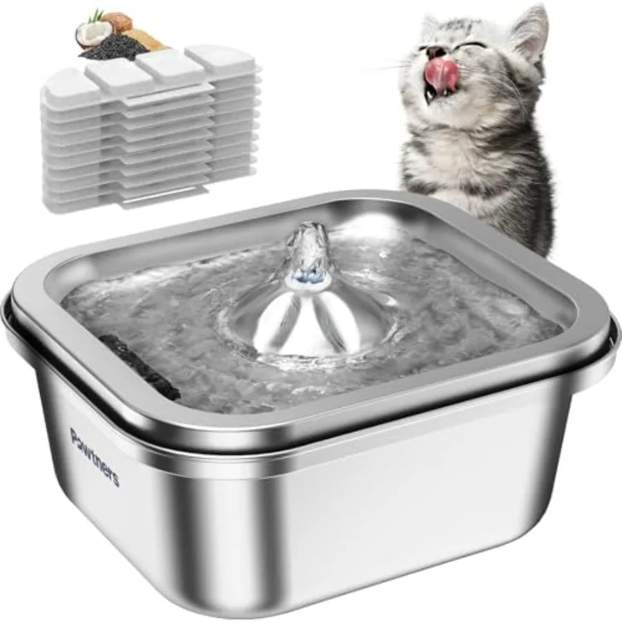 Cat Water Fountain Stainless Steel: 4L/140oz Pet Fountain Water Bowl Indoor, Automatic Dog Drinking Dispenser, Cat Feeding Wate