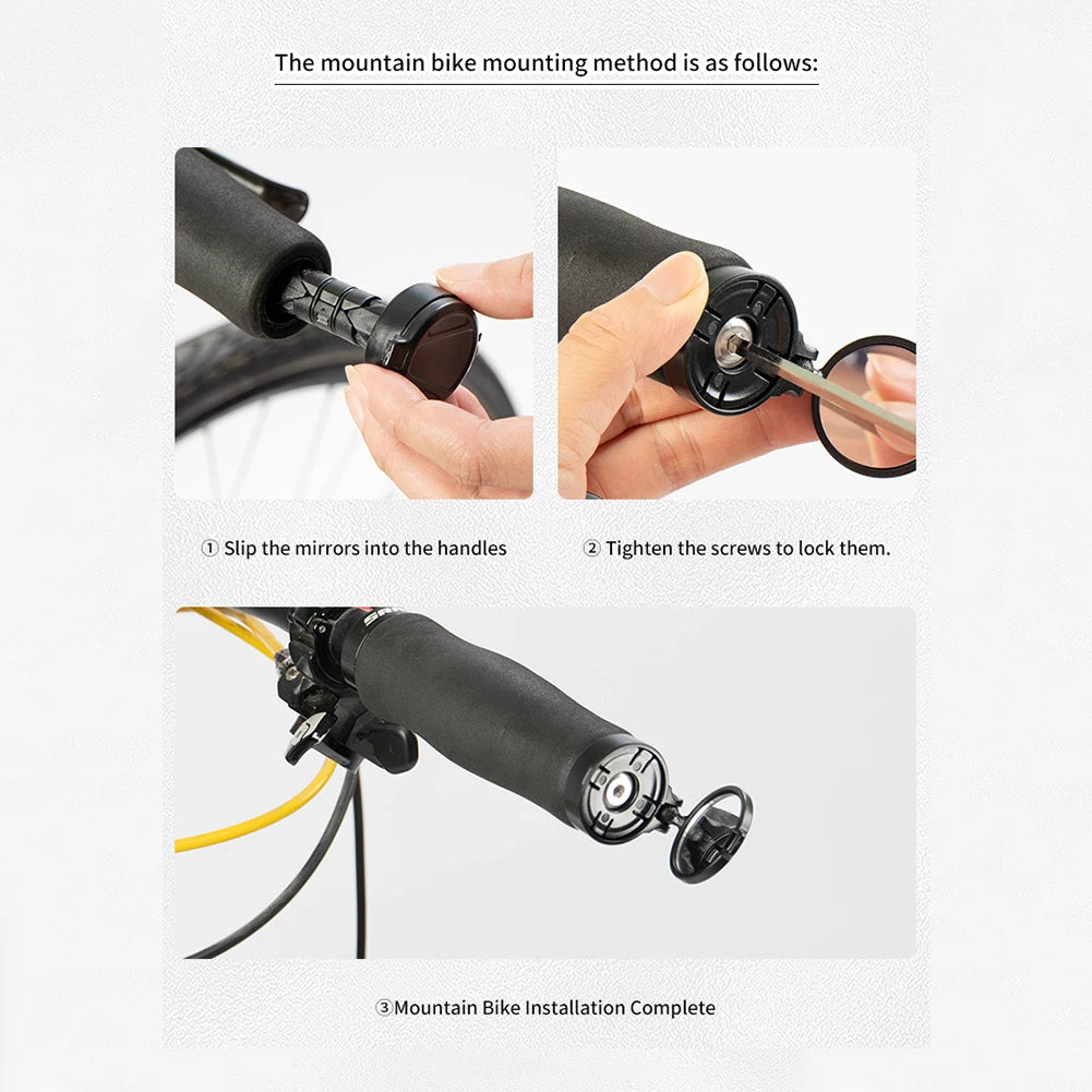 Bicycle Rearview Mirror HD Cycling Handlebar Convex Mirror Universal Riding Handlebar End Rearview Mirror for Outdoor Sports