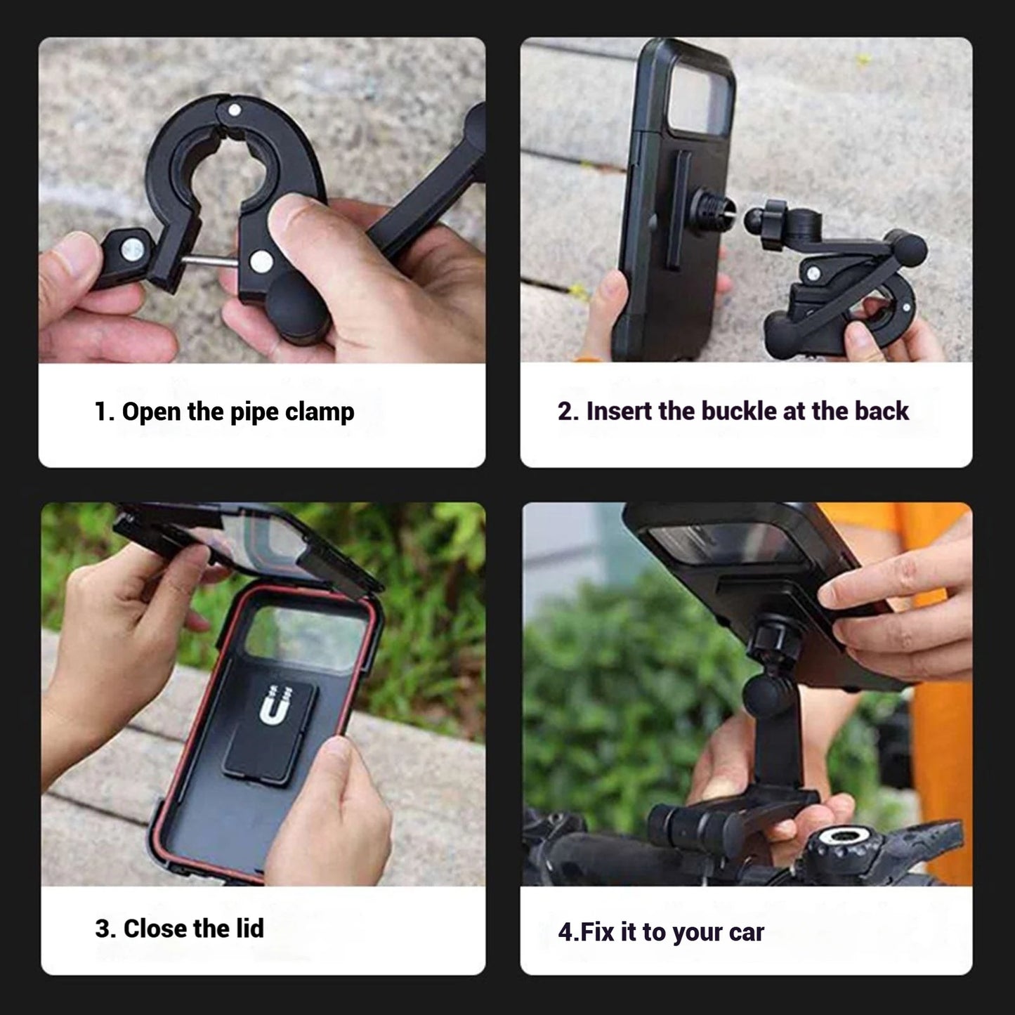 Waterproof MagSafe Phone Mount for Motorcycle Bike Electric Scooter with Universal Holder and Navigation Case