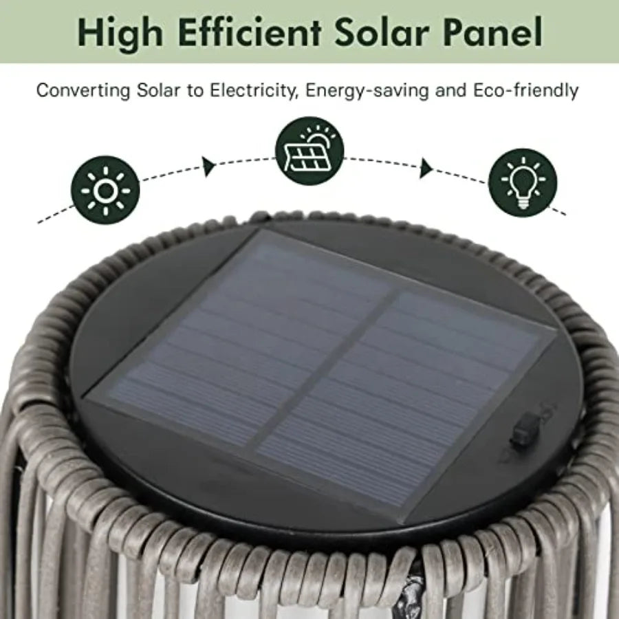 Outdoor Floor Solar Light 2-Pack Wicker Solar Patio Lamp Waterproof Outside Deck Lamp for Porch Yard Garden Lawn Decorations -