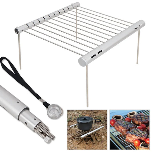 Portable Foldable Stainless Steel Camping Grill Rack Collapsible Outdoor Campfire Grill for Backpacking Hiking