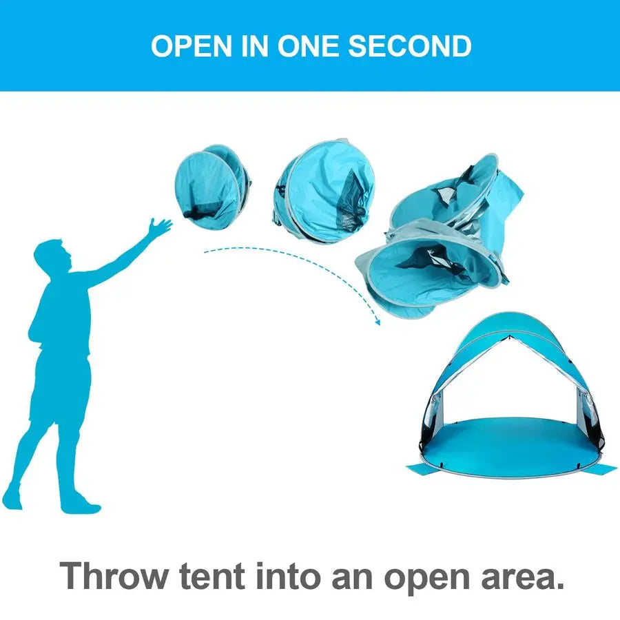 Pop up Beach Tent Sun Shelter with UPF50 UV Protection, Instant Easy Setup Popup Beach Shade Canopy for 3 Person, Portable amp F