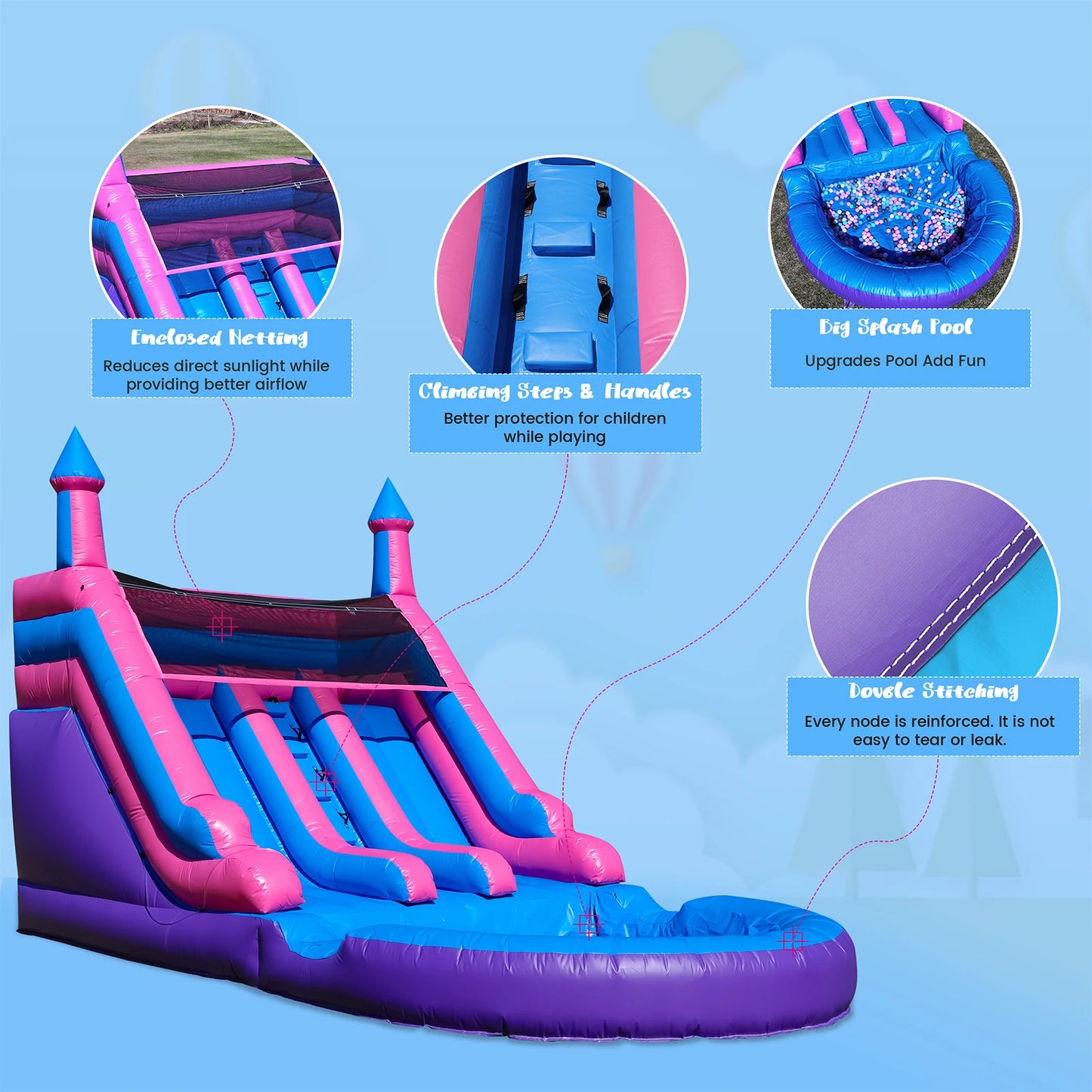 6.4m Commercial PVC Inflatable Double Water Slide Pool with Blower For Kids Commercial children's playground