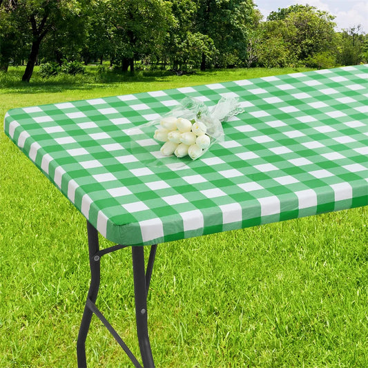 Kitinjoy Rectangle Table Cover Elastic Waterproof Table Cover Fitted Vinyl Tablecloth For Home Party Camping Table Cloth Outdoor