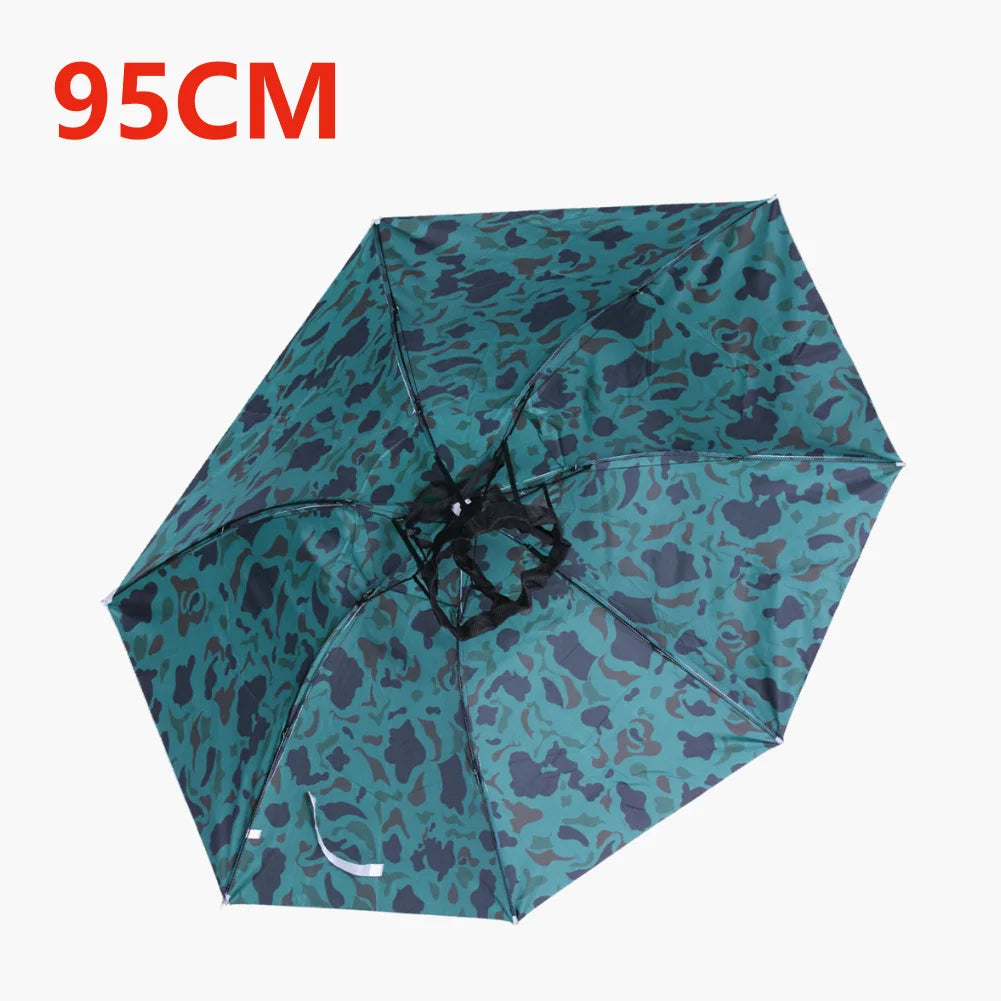 55/69/77/95cm Outdoor Fishing Caps Rain Umbrella Hat Foldable Fishing Sunshade Headwear Cap Waterproof Camping Beach Fishing Hat