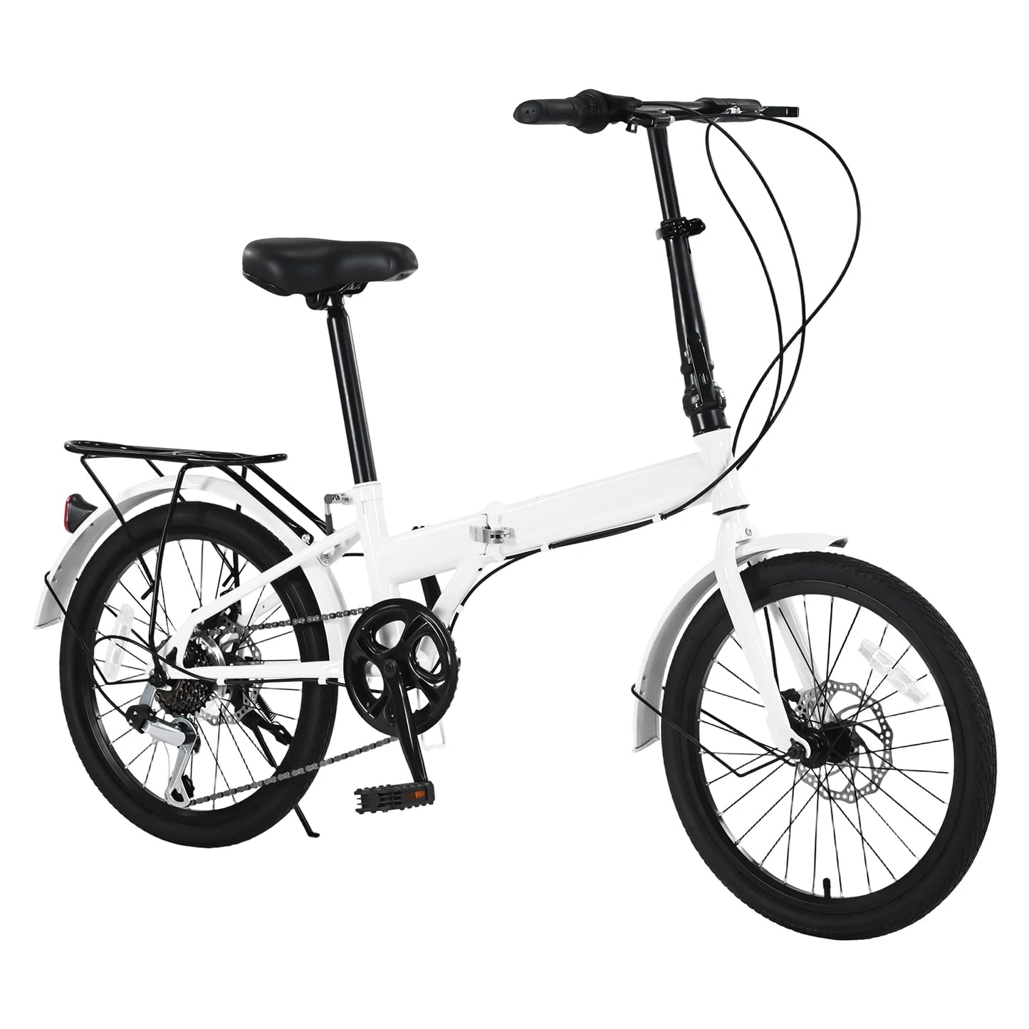 20’’ Foldable Bicycle Mountain Bike with 7 Speed Gears Wheels Easy Folding City Bicycle Adjustable Height for Exercising