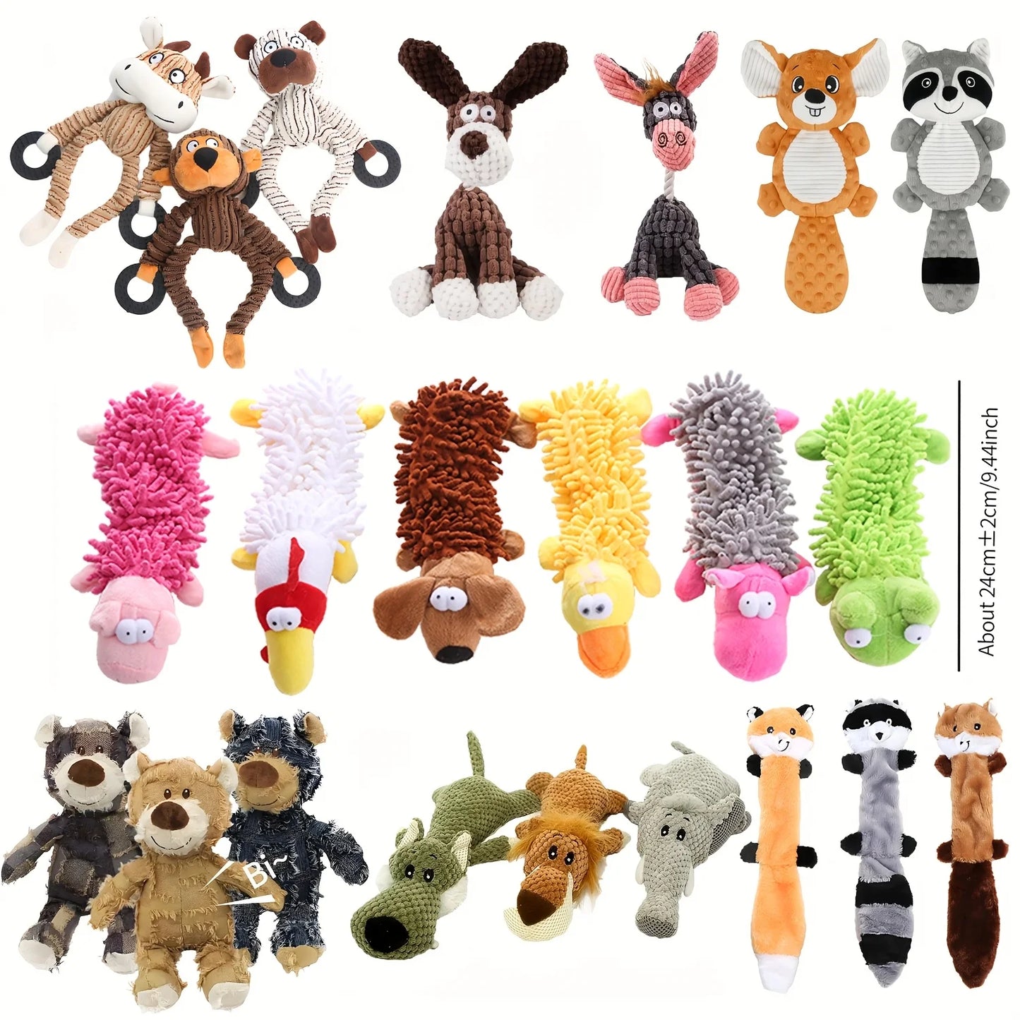 5/6pcs Magical Cute Animal-Shaped Pet Chew Squeaky Toys, Plush & Rope Interactive Dog Toys, Safe Durable Teething & Teeth Cleaning, Anxiety Relief Companion Toys for Small & Medium Dogs