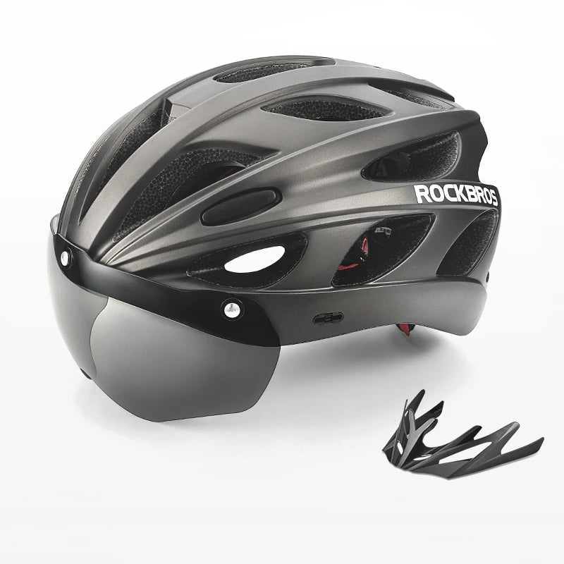 ROCKBROS Cycling Helmet High Strength Lightweight Breathable Helmet With Goggles Safety Head Protection Men MTB Road Bike Helmet