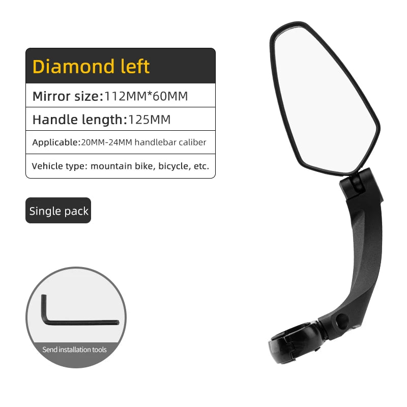 ROCKBROS Bike Mirror Handlebar Rear View Mirror Adjustable Wide Range Back Sight Reflector Cycling Mirrors Bicycle Accessories