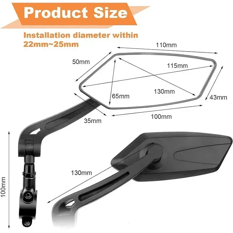 Rear View Mirror Reflector Adjustable Rotatable Handlebar Mirror Clear Rearview Electric Scooter Cycling Bicycle Accessory