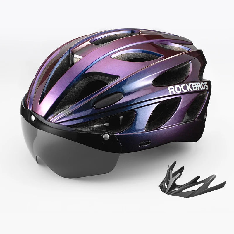 ROCKBROS Cycling Helmet High Strength Lightweight Breathable Helmet With Goggles Safety Head Protection Men MTB Road Bike Helmet