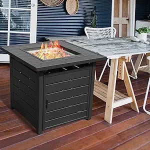Sxyayi Propane Fire Pit Table Lid Lava Rock 50000 BTU