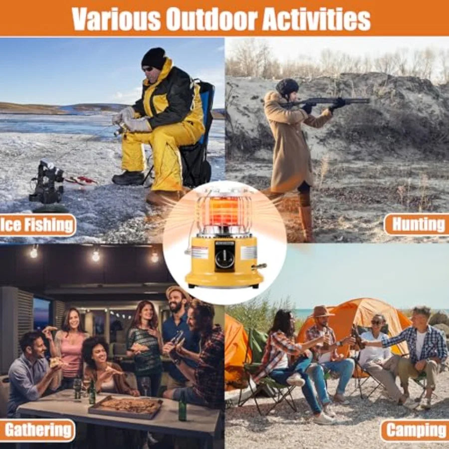 2 in 1 Propane Heater Stove 13000 BTU Portable with Handle for Patio Camping Tent Ice Fishing Garage Black
