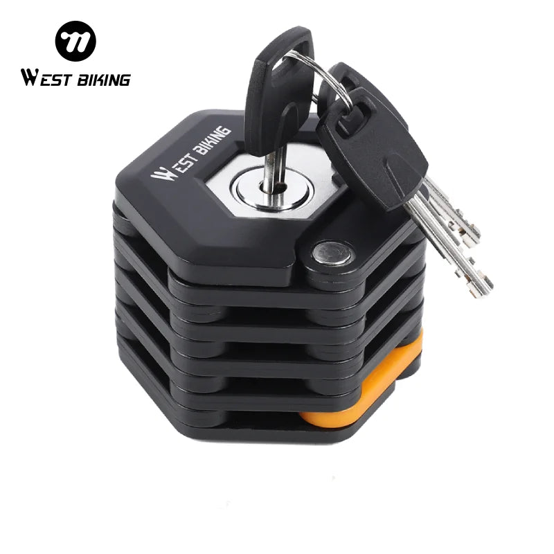 WEST BIKING Foldable Bicycle Lock Alloy Steel Anti-Theft Foldable Hamburg Lock High Security Anti-Theft E-Bike Chain Lock