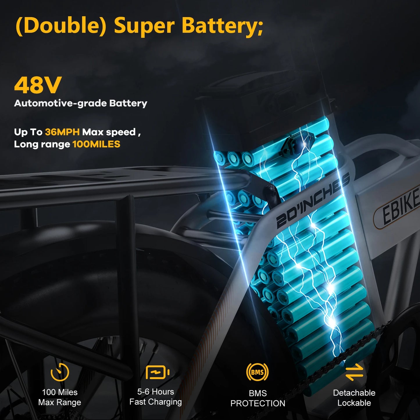 1000W Peak Electric Bike for Adults Cybervelo EK4 EK5 Foldable 28+MPH 80Miles Removable Battery Fat Tire Off-road E-bike