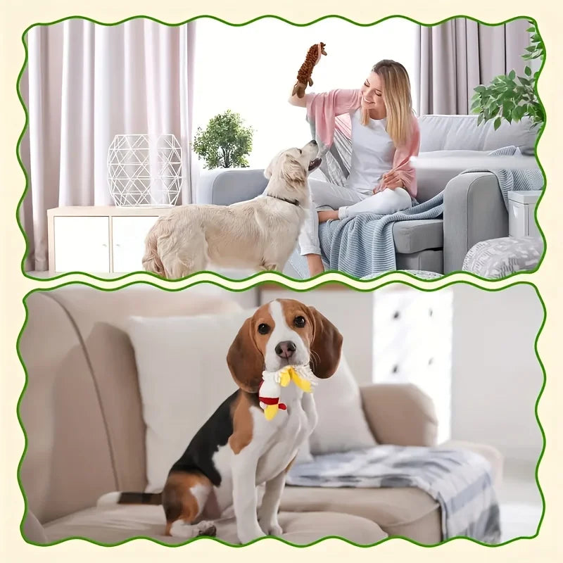 5/6pcs Magical Cute Animal-Shaped Pet Chew Squeaky Toys, Plush & Rope Interactive Dog Toys, Safe Durable Teething & Teeth Cleaning, Anxiety Relief Companion Toys for Small & Medium Dogs