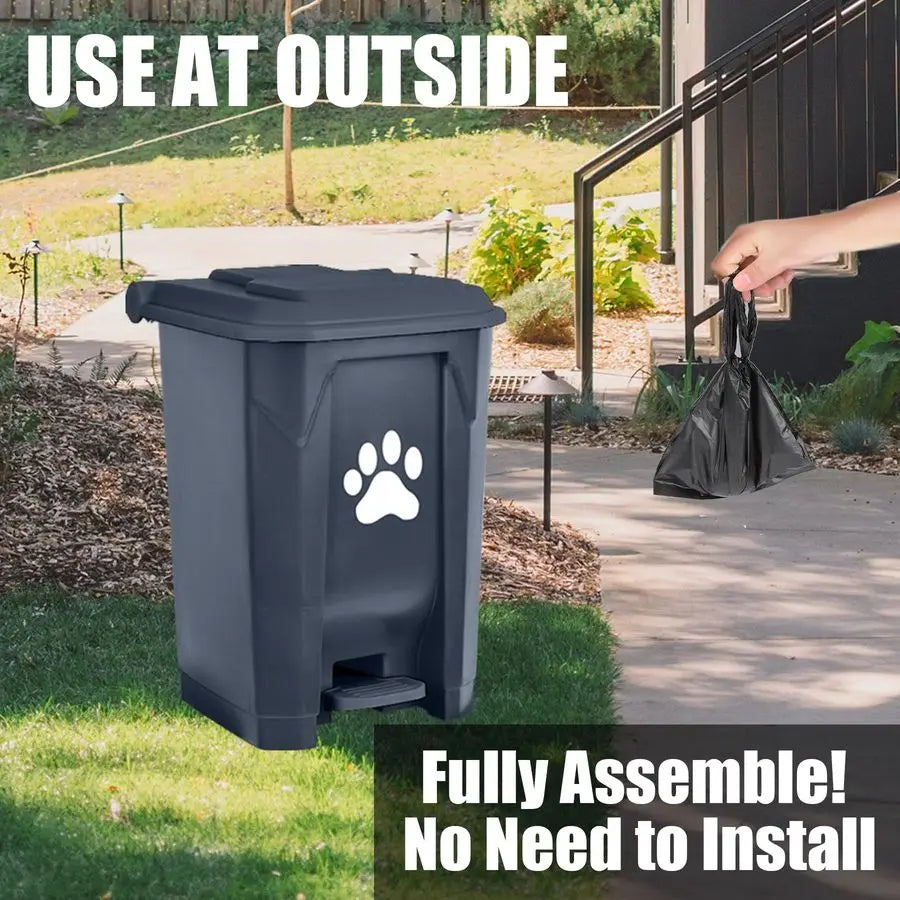 Dog Poop Trash Can Outdoors Pet Waste Station with Lid Dog Waste Disposal Container with Removable Inner Bin Bucket HandsFree Pe