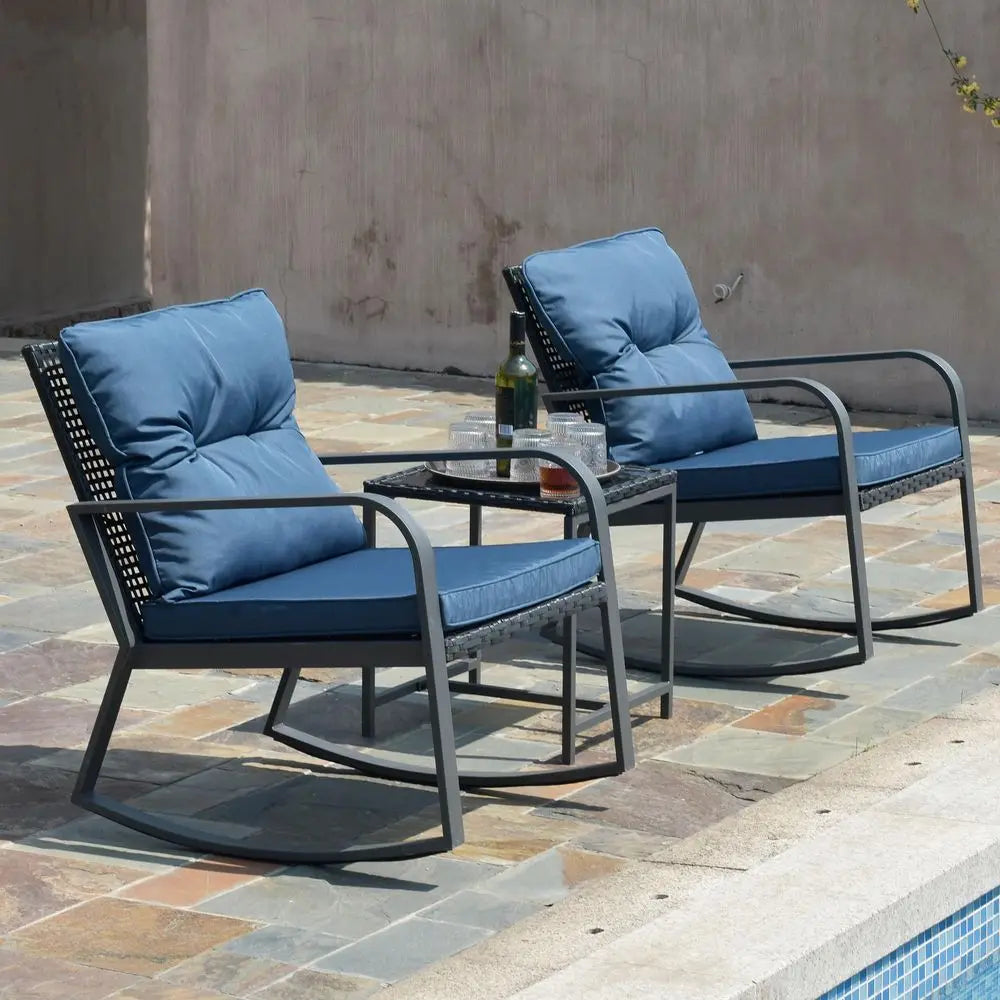 Piece Rocking Bistro Patio Set, Outdoor Rocking Chair, Outdoor Bistro Sets Wicker Patio Furniture Rocking Chairs Sectional Couc