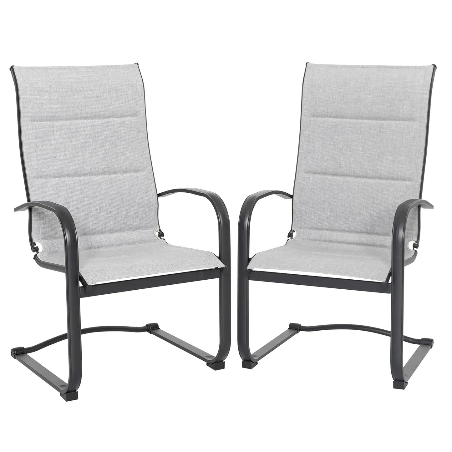 Patio Dining Chairs Set of 2, All Weather Outdoor Padded Textilene Patio Chairs, Breathable Spring Motion Textile, Customized
