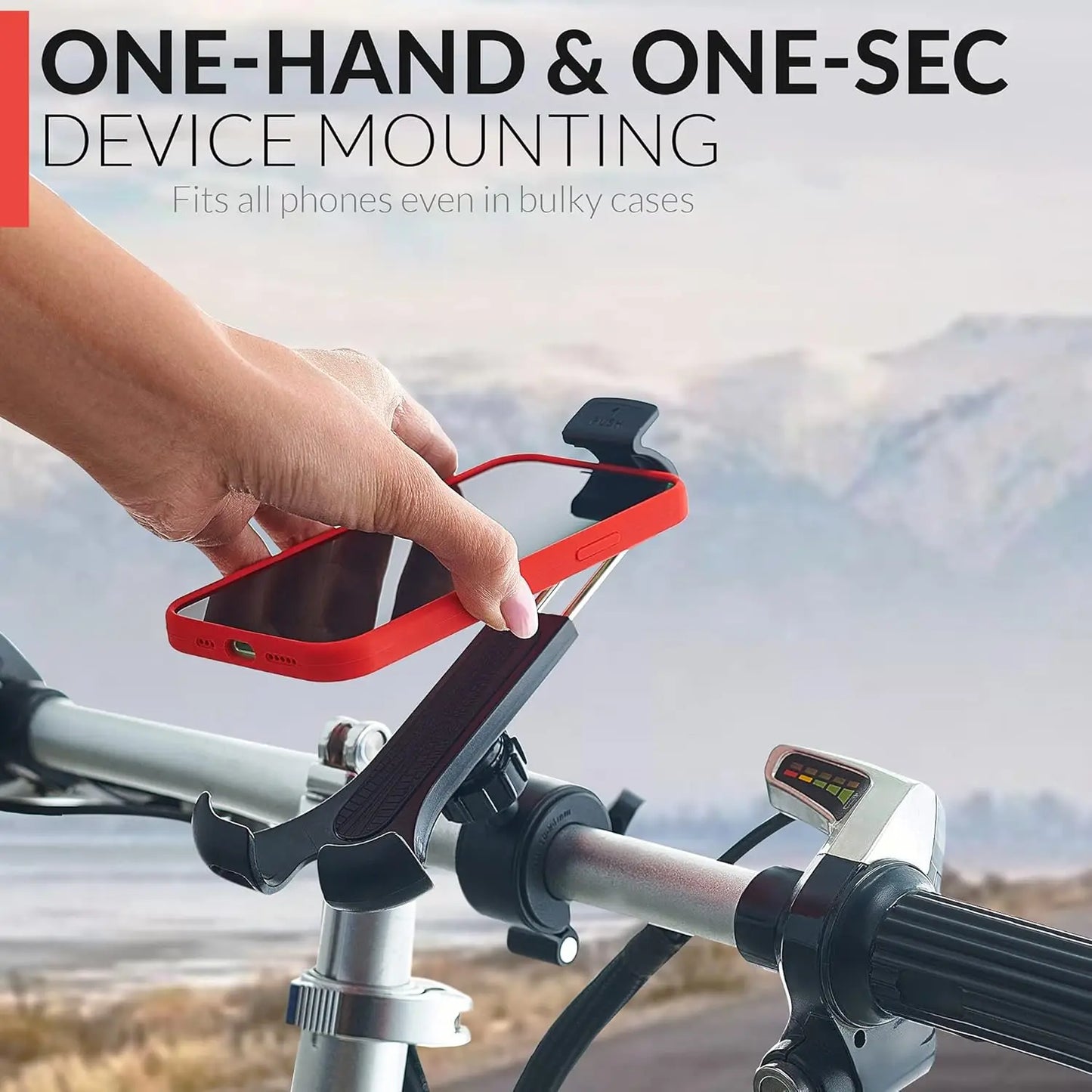 Secure One-Handed Bike Phone Mount for All Smartphones - Adjustable, Stress-Resistant Holder for Bicycles and Motorcycles